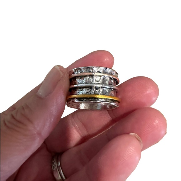 Boho Three Tone Banded Turquoise Ring - Picture 7 of 7